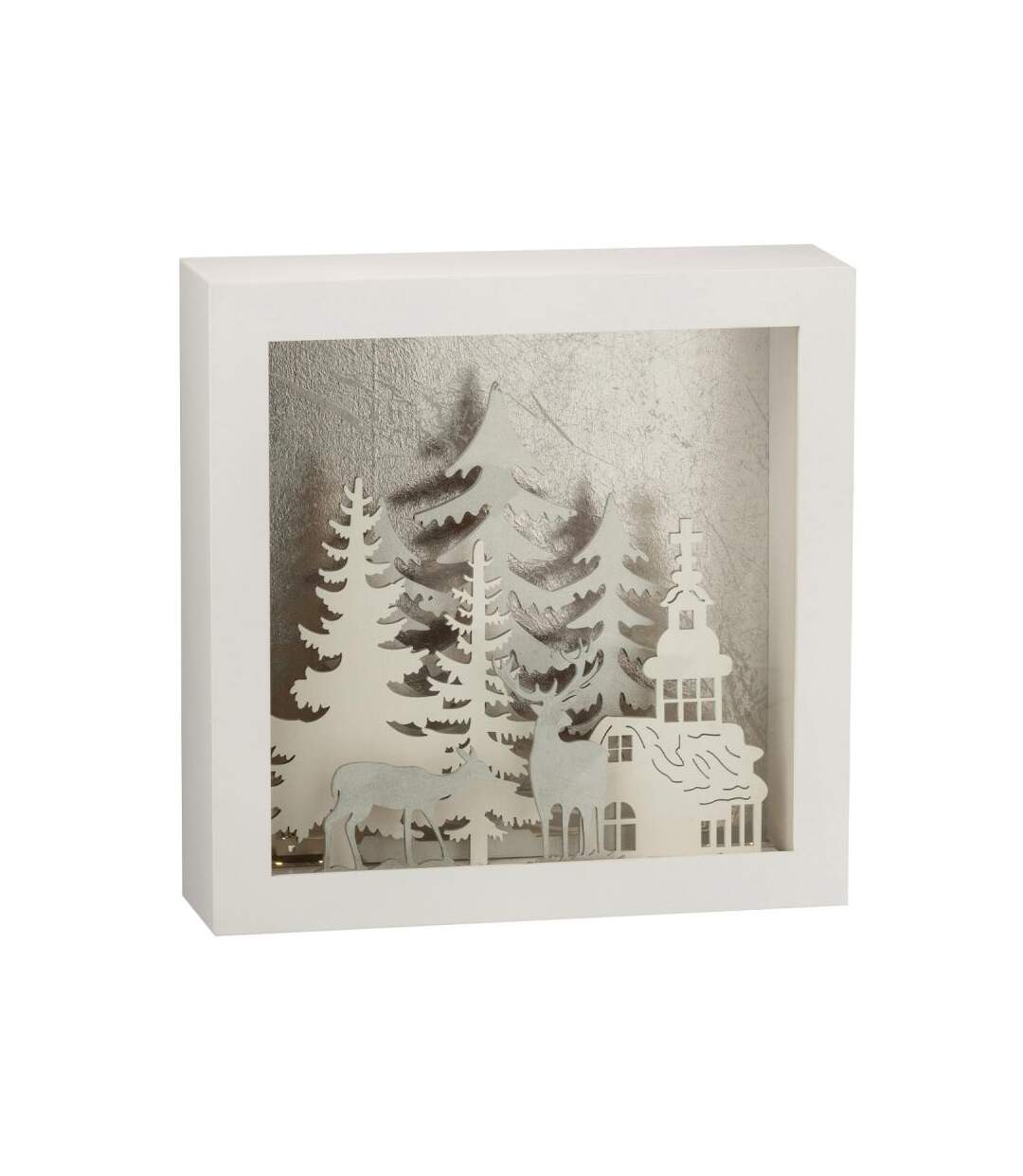 Paris Prix - Décoration De Noël Led hiver 24cm Blanc & Argent