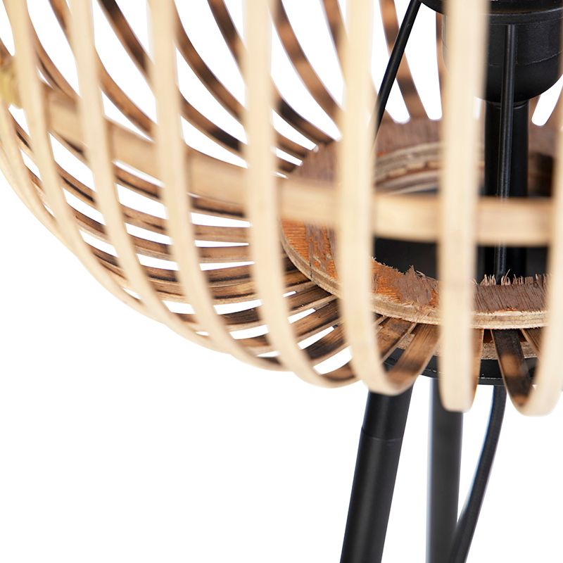 Landelijke vloerlamp zwart met rotan - Manila