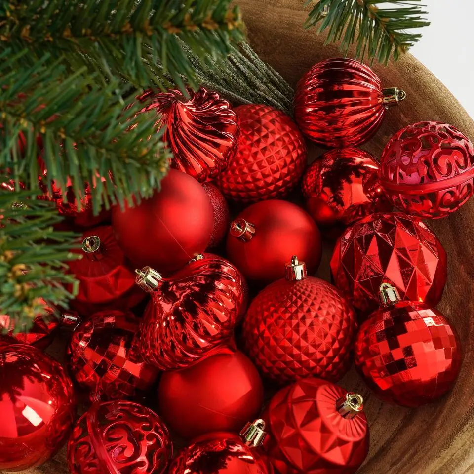 Mica Decorations Kerstballen Set - 60 Stuks - Rood