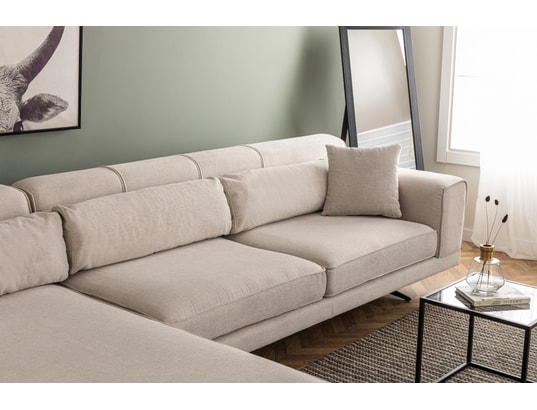 CONCEPT1 - Canapé tissu Jivago angle gauche beige 308 x 100 x h78
