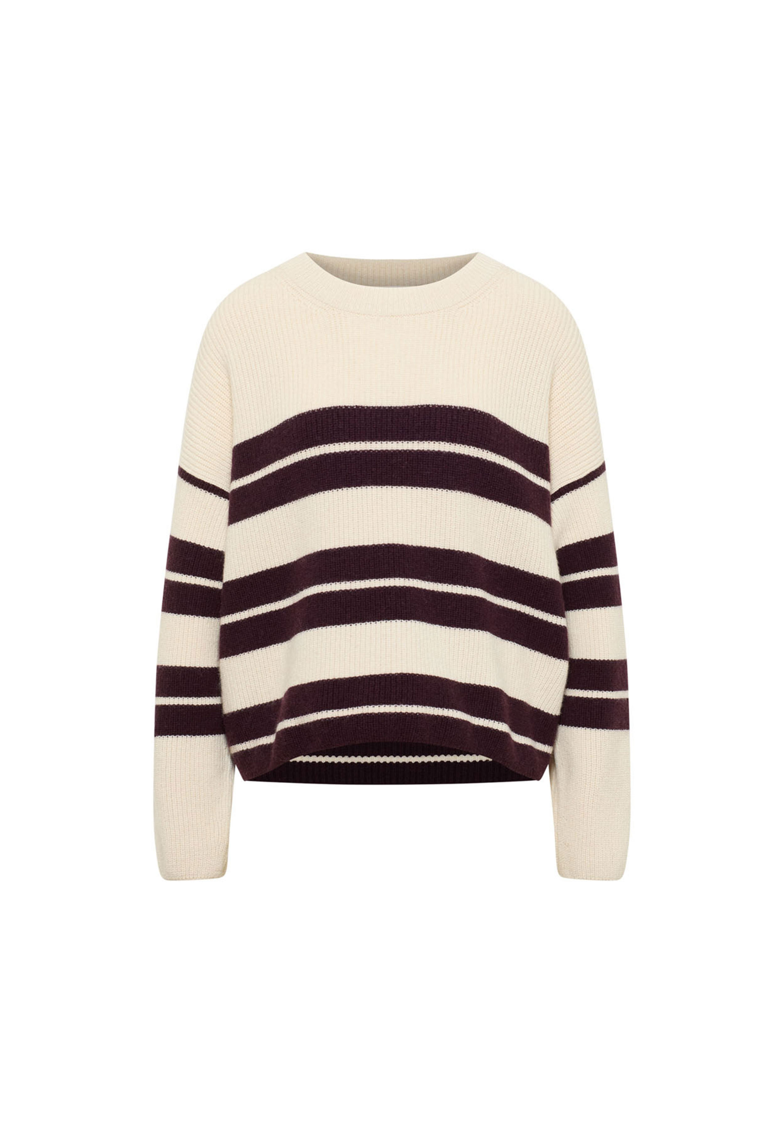 Lanius Streifenpullover Off White/Bordeaux