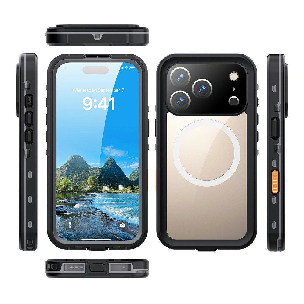 iPhone 17 Pro Wasserfeste MagSafe Outdoor Schutz Hülle (IP68) - Schwarz / Transparent