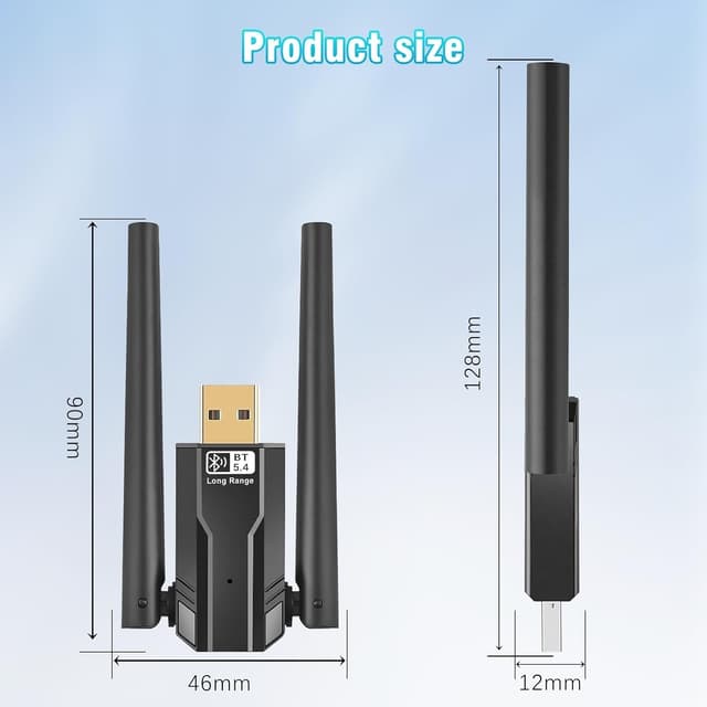 NÖRDIC USB-A langtrækkende Bluetooth 5.4 adapter med 150 meter rækkevidde.