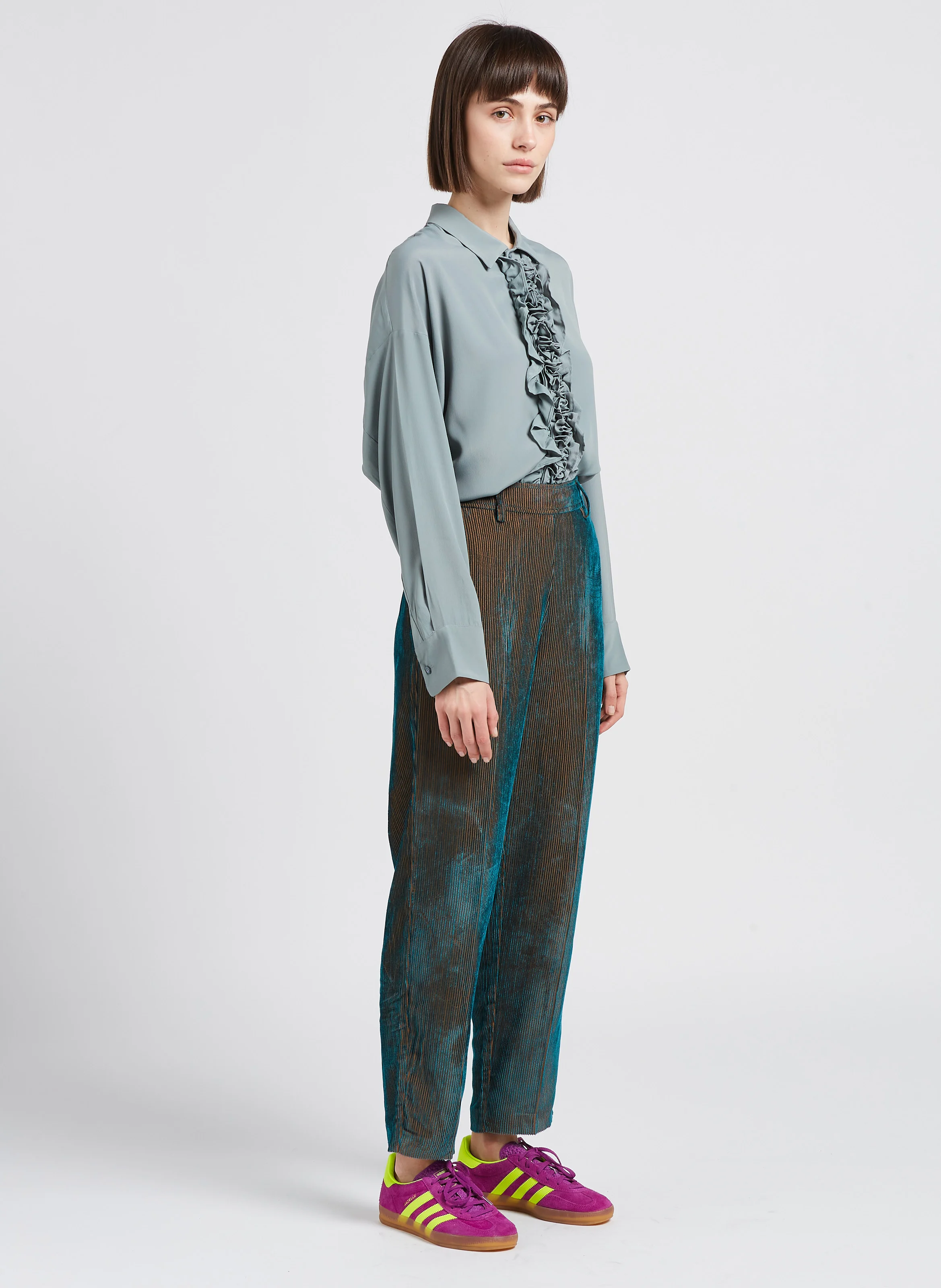 VISCHIO - Pantalon taille haute large | Bleu