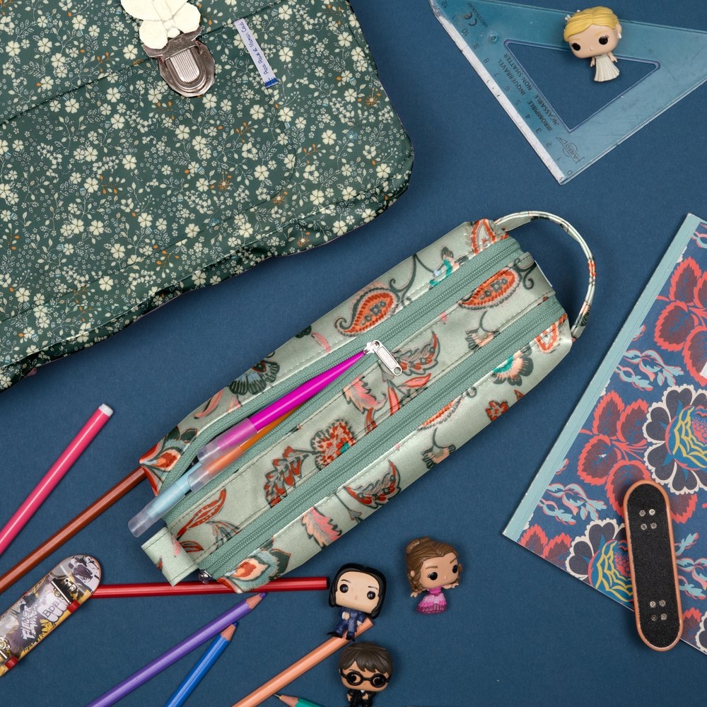 Trousse Double Compartiment Vert Bohème