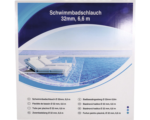 Zwembadslang, kunststof, L 6,6 m Ø 32 mm