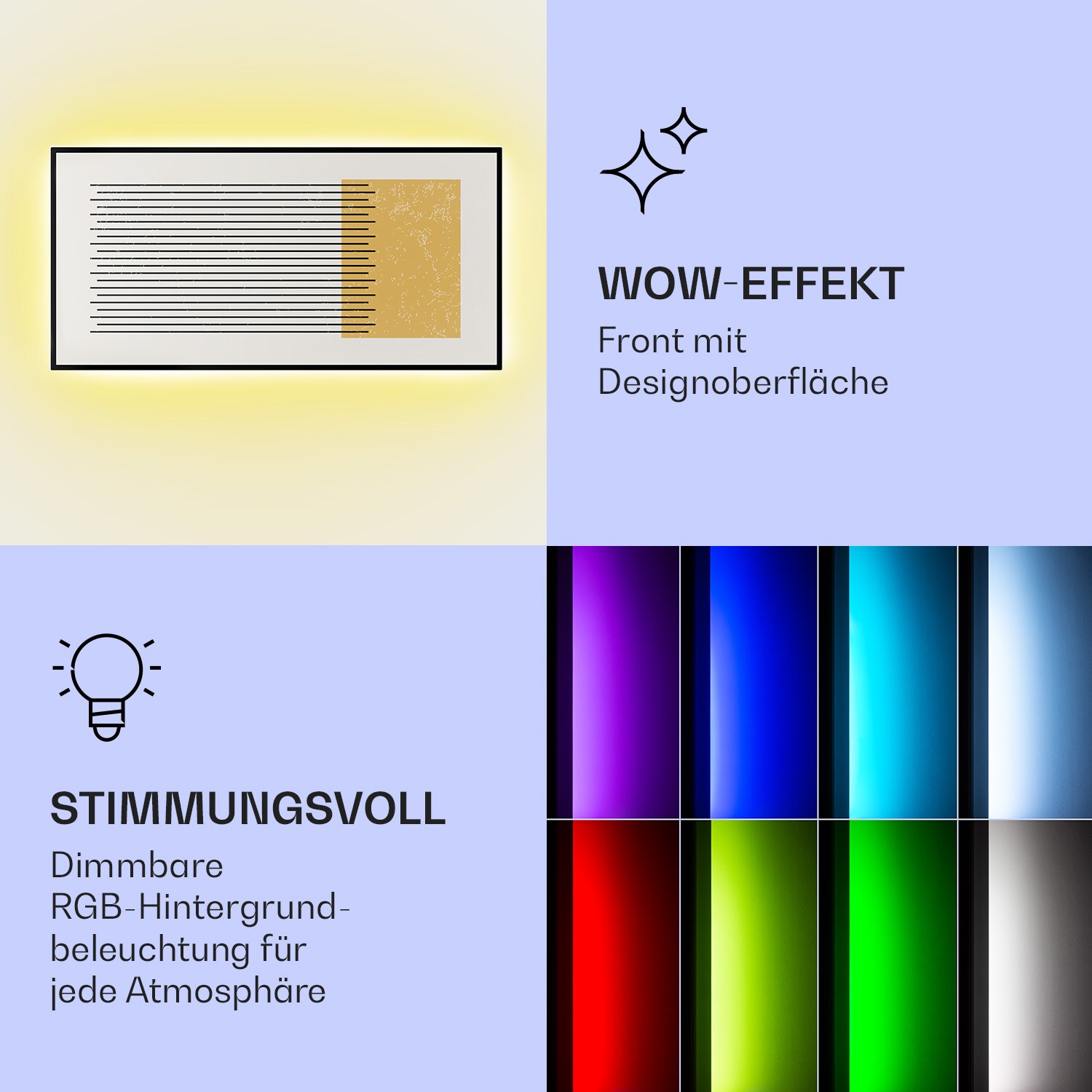 Mojave 1000 smart 2-in-1 Heizgerät Infrarot Konvektor 120x60cm 1000W RGB-Licht Geometric
