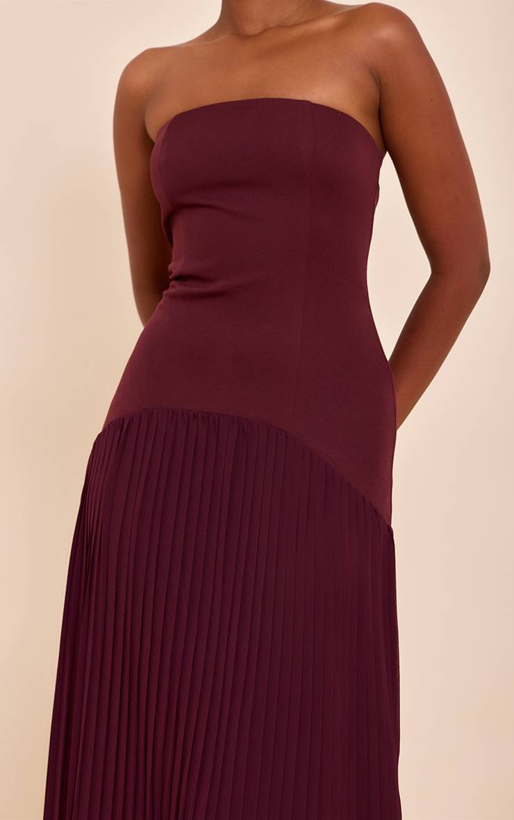 Prune Robe Maxi Bandeau En Tissu Tissé Avec Détail D'ourlet Plissé