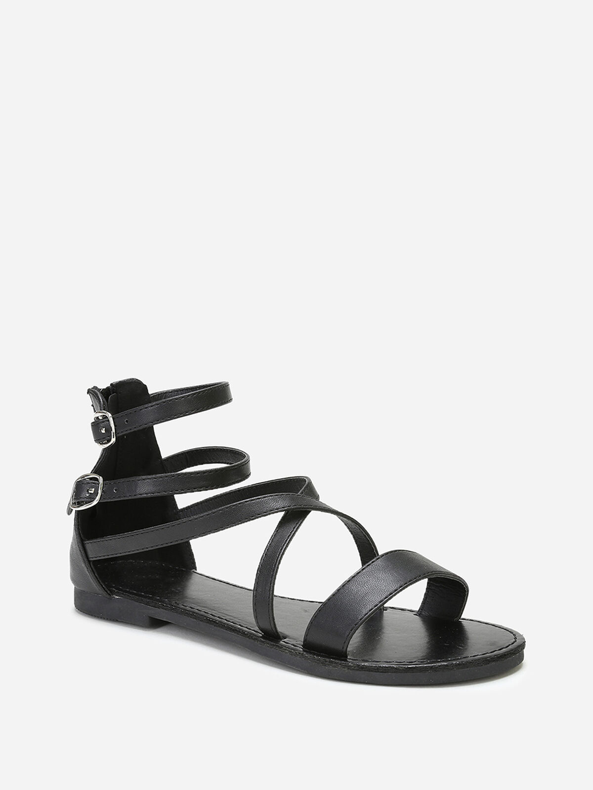 Sandales style spartiates à fines brides- Noir