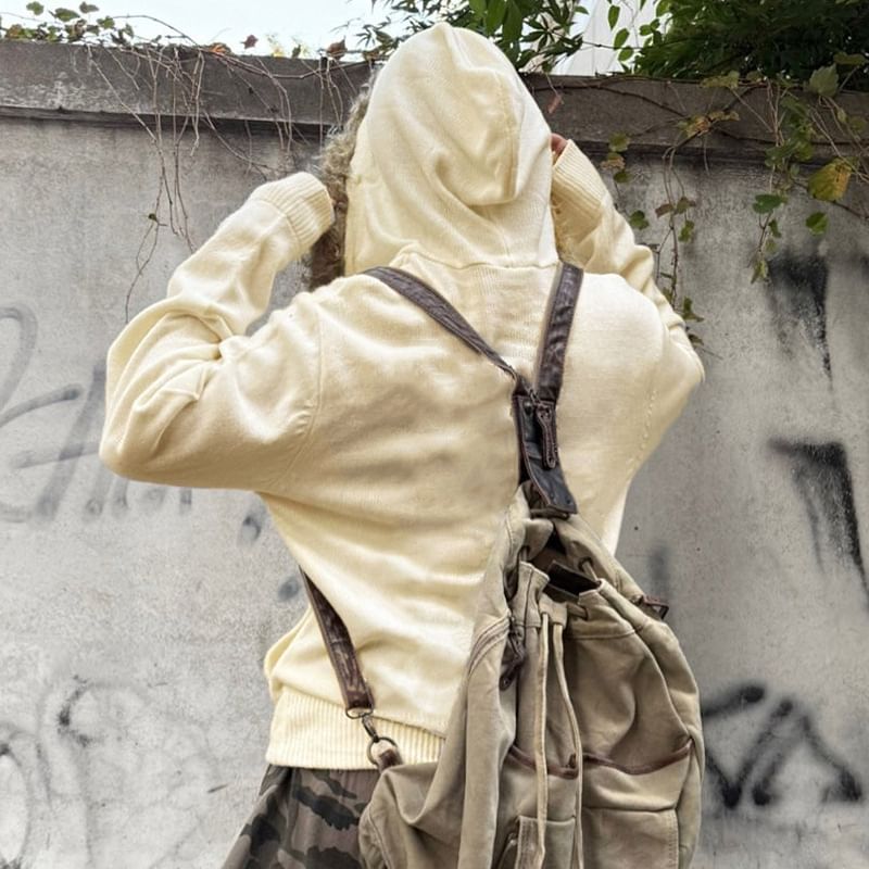 Trisica - Hoodie met rits en zachte, bedrukte rand