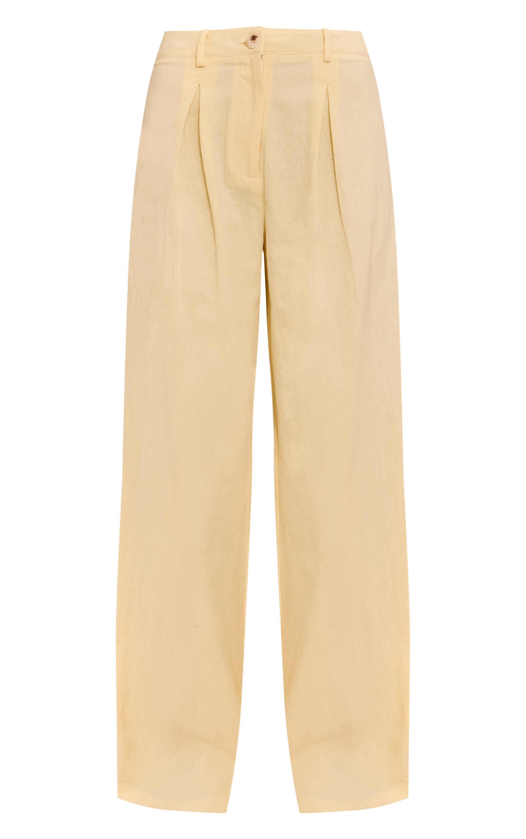 Butter Yellow Pantalon Large Plissé Effet Lin Ensemble Coordonné