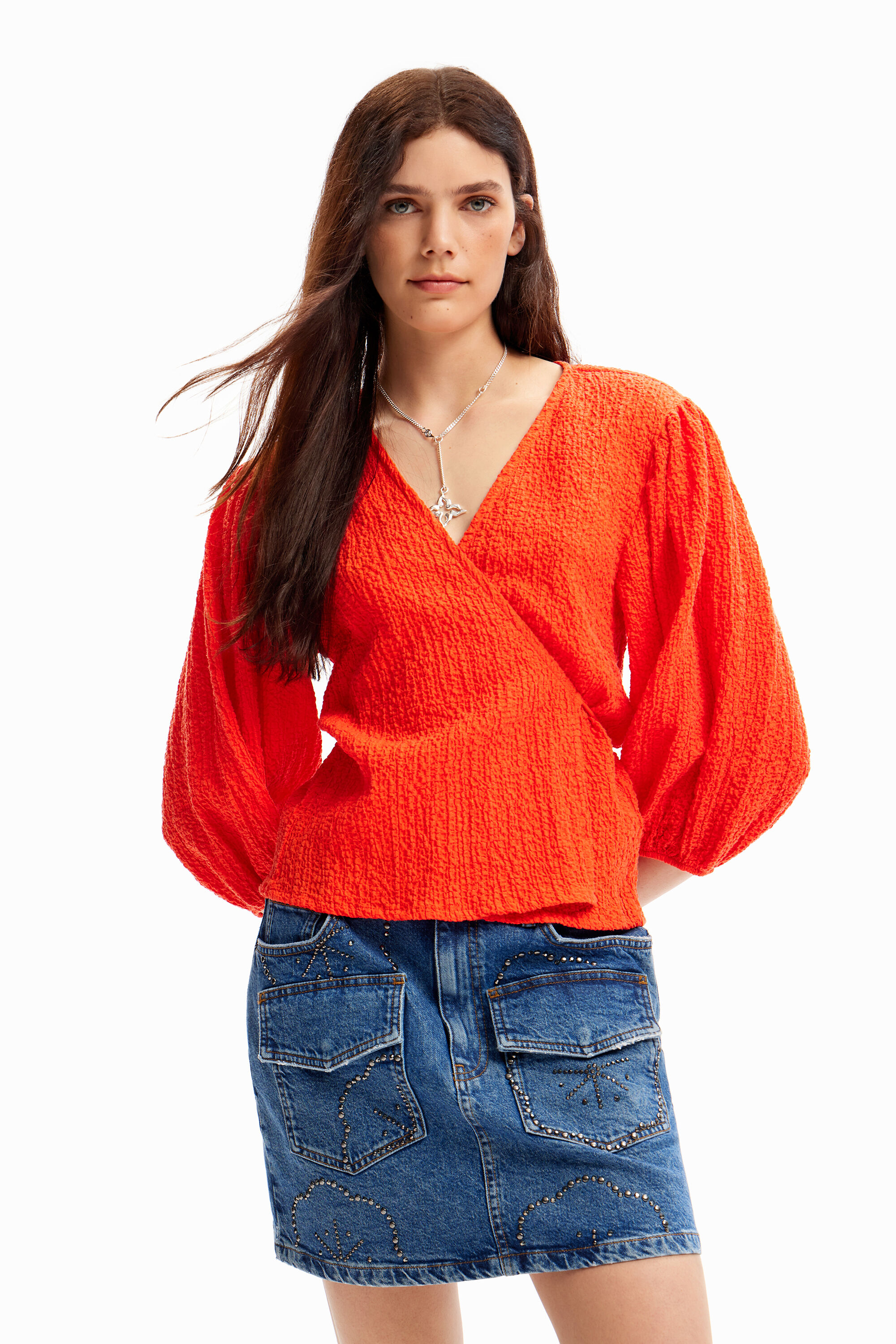 Blouse croisée texturée