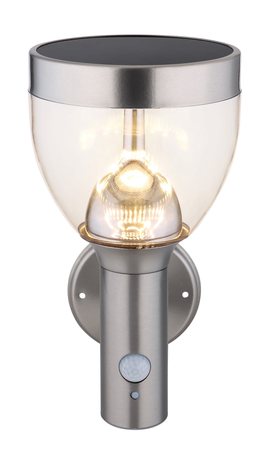 LED-Solar-Wandleuchte - grau-silber - Bewegungsmelder