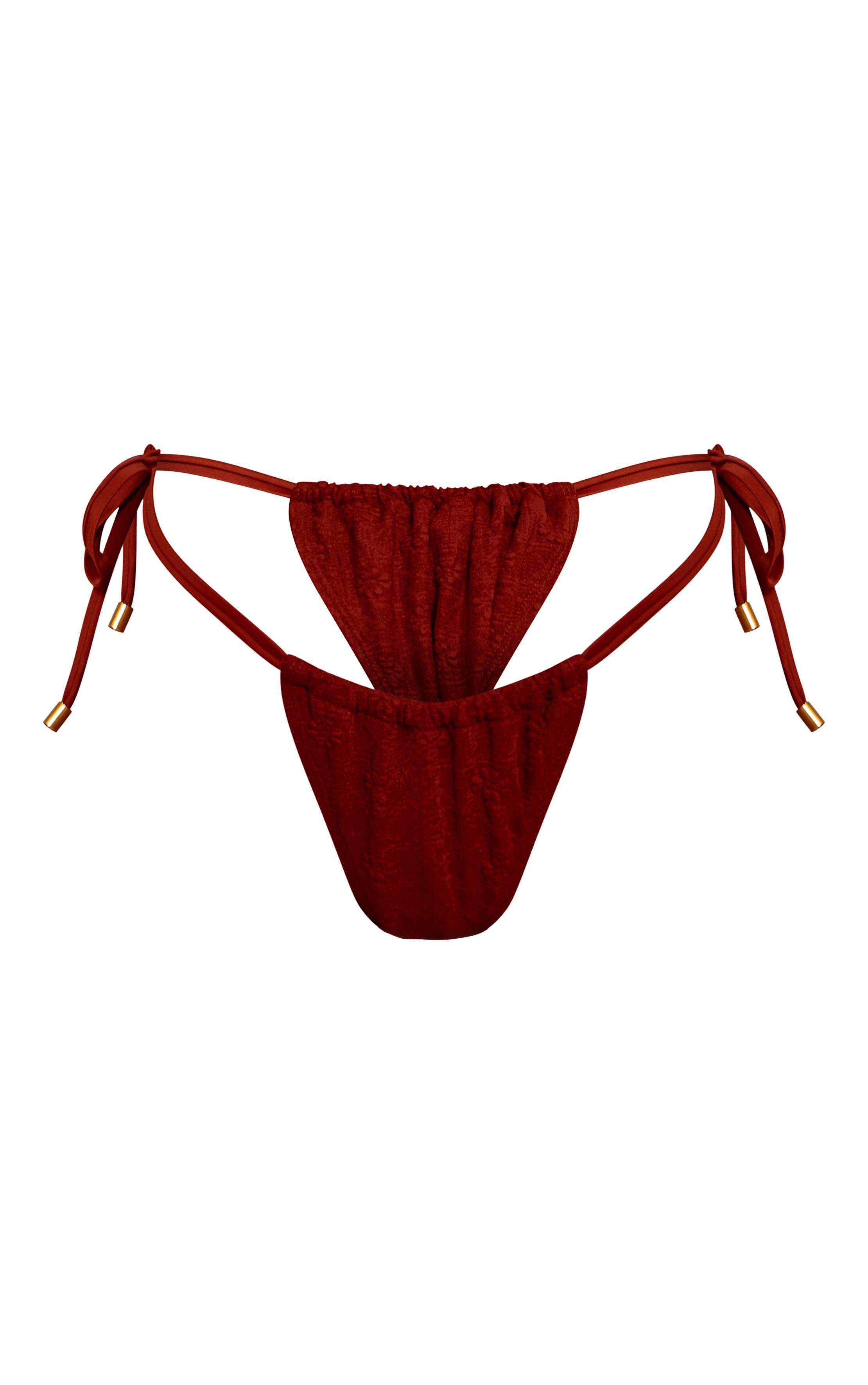 Rouille Bas De Bikini À Nouer Sur Les Côtés À Fleurs Texturées