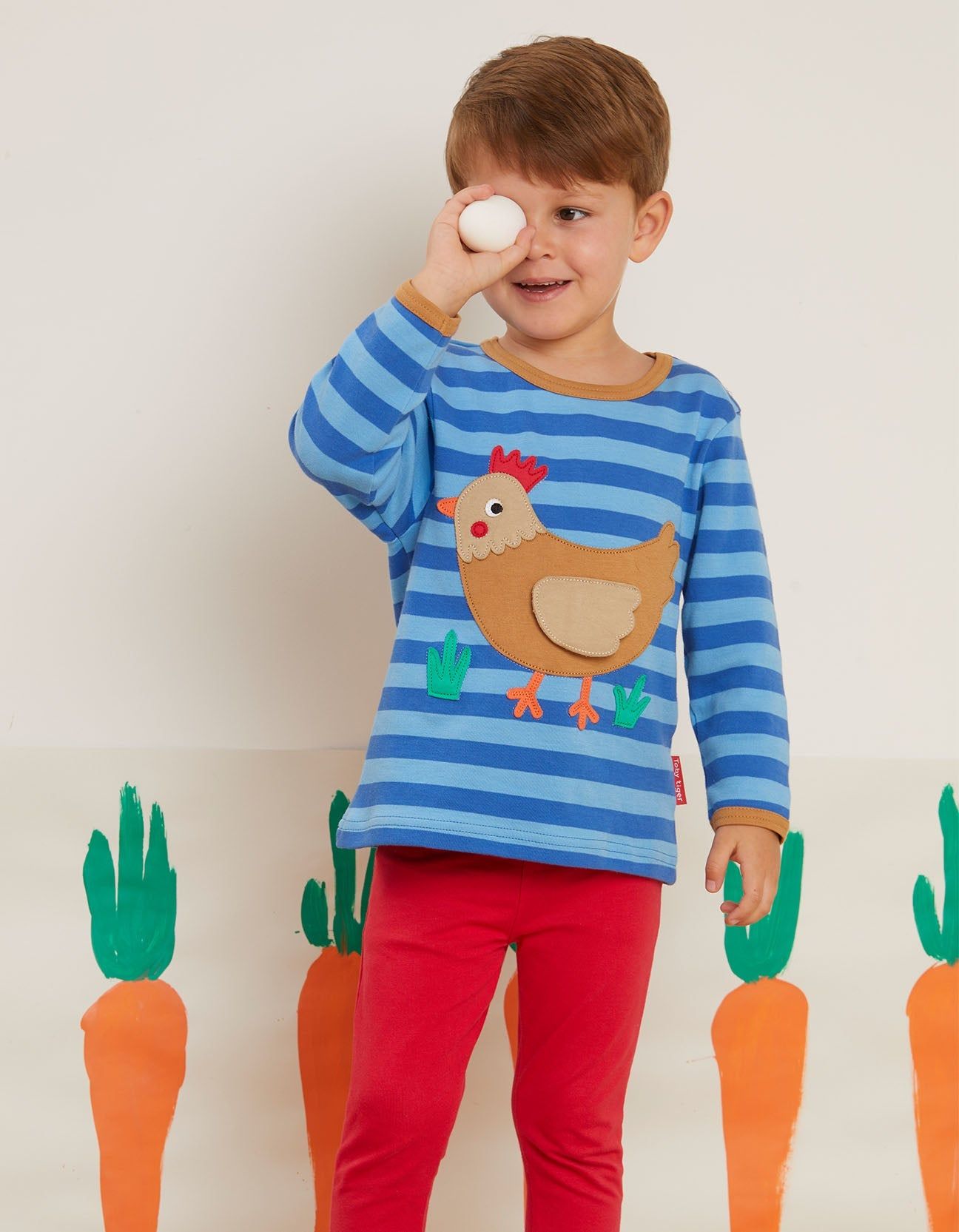 Toby Tiger Langarmshirt mit Huhn-Applikation