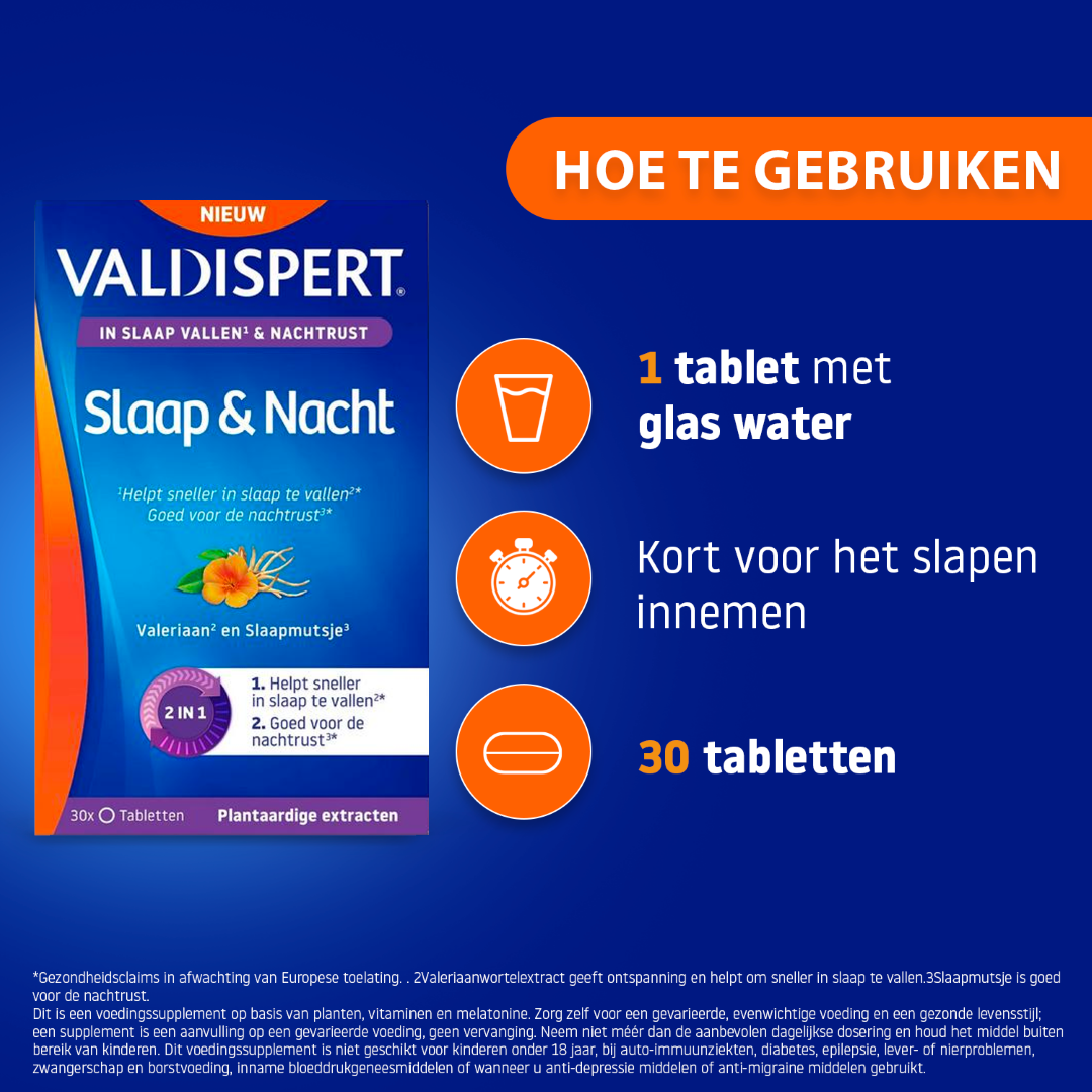 Valdispert Slaap & Nacht Melatonine 5 Htp (30 Tabletten)