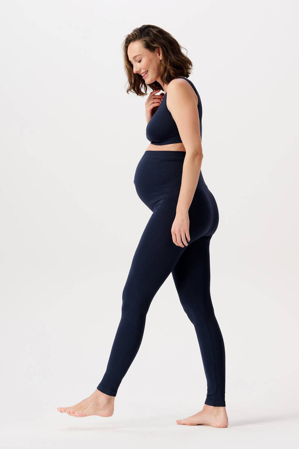 naadloze voedingstop Gayla met ribstructuur donkerblauw