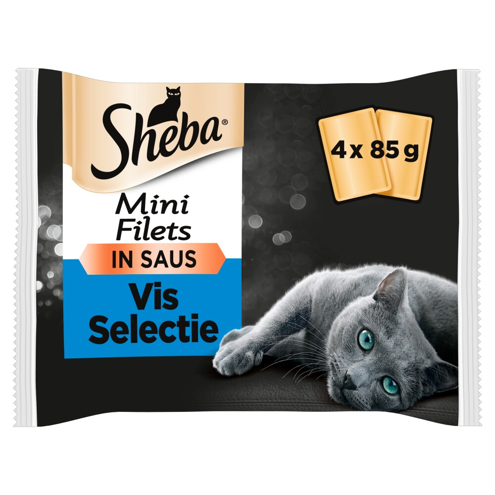 Sheba Mini Filets Adult Kattenvoer Natvoer Vis Selectie in Saus Kuipjes340 gr