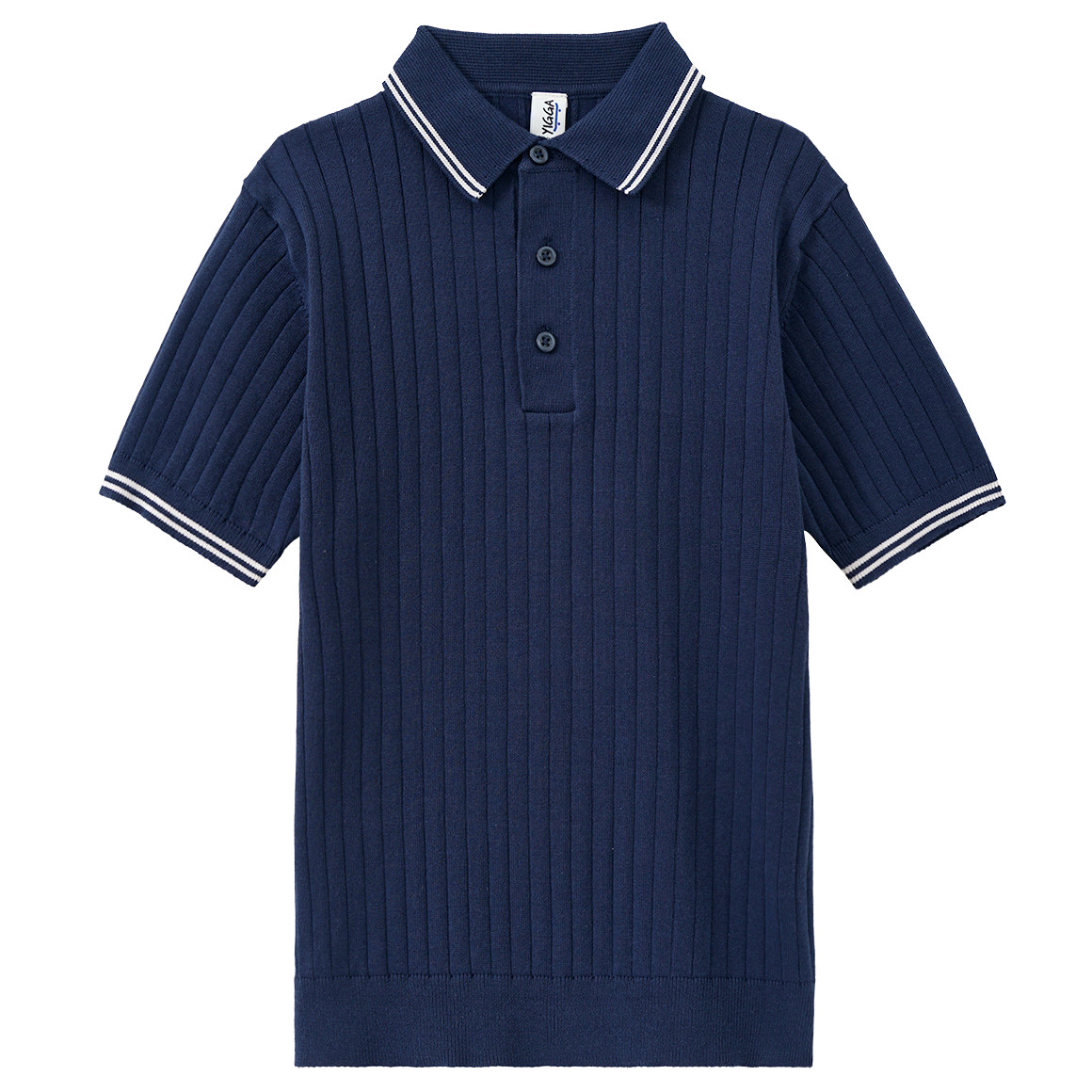 Yigga Jungen Strick-Poloshirt mit Rippstruktur dunkelblau