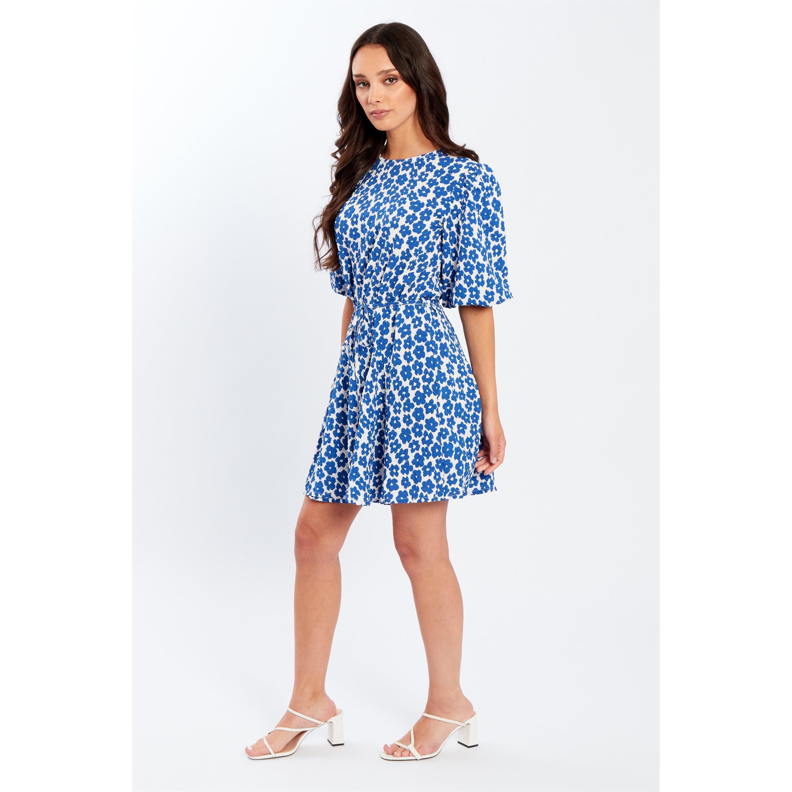 Be You Crinkle Puff Slv Tie Waist Dress