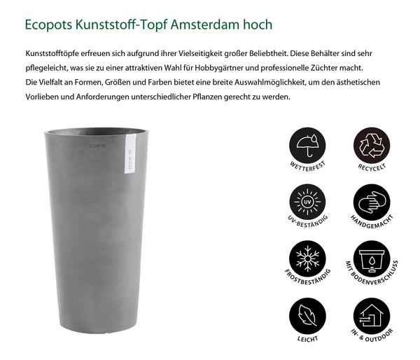 Ecopots Kunststoff-Topf Amsterdam hoch, rund
