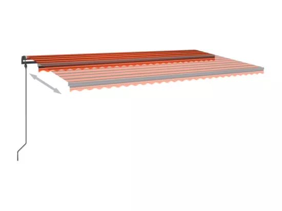 Auvent manuel rétractable avec LED 6x3,5 m Orange et marron