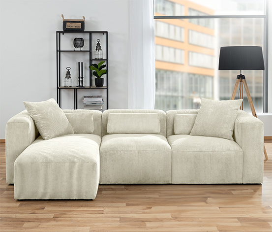 Ecksofa mit Longchair »Lenata«, creme, links