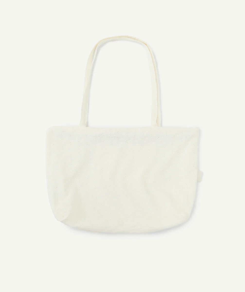 JOLLEINTOTE BAG ÉCRU BRODÉ ET AJOURÉ