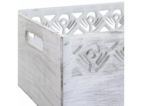 Ensemble de 3 paniers en bois blanc 35x25x15h-30x20x14h-25x15x13