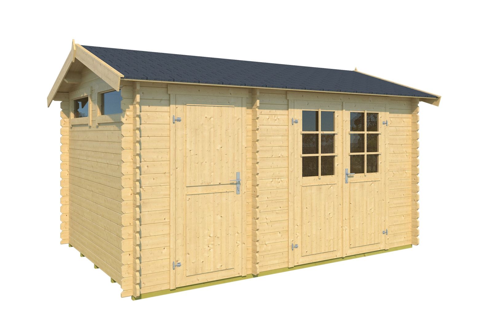 Blockbohlenhaus WILLIAM - naturbelassen - Fichte massiv - 380x250 cm
