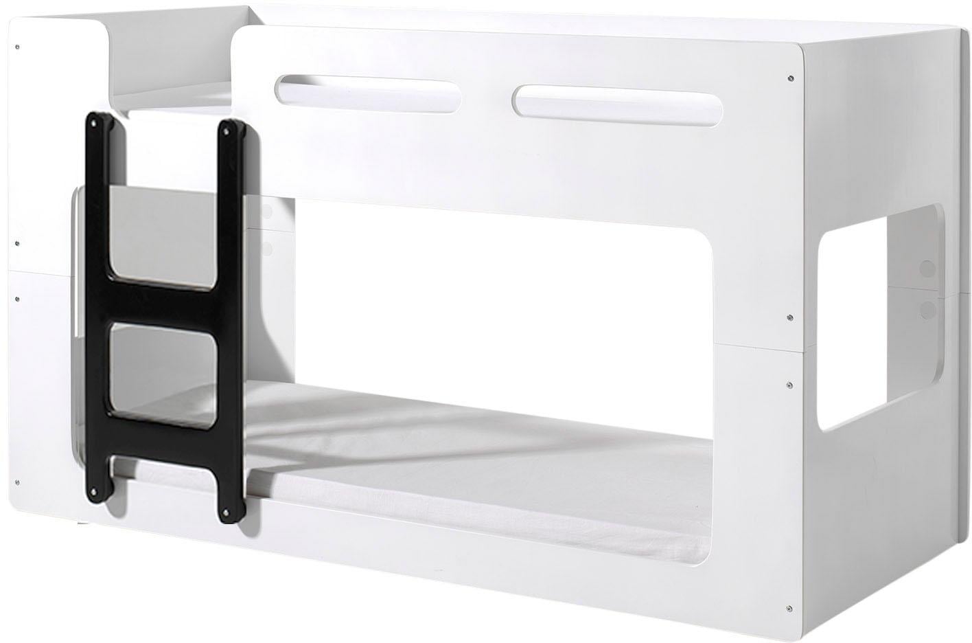 Vipack Hochbett »Luca, Liegefläche oben 90/200, moderne zeitlose Optik« B/H/T ca. 209x121x101cm, MDF weiss lackiert, Leiter schwarz,  inkl. Bodenplatten für die Matratzen mit Abstand für Belüftung