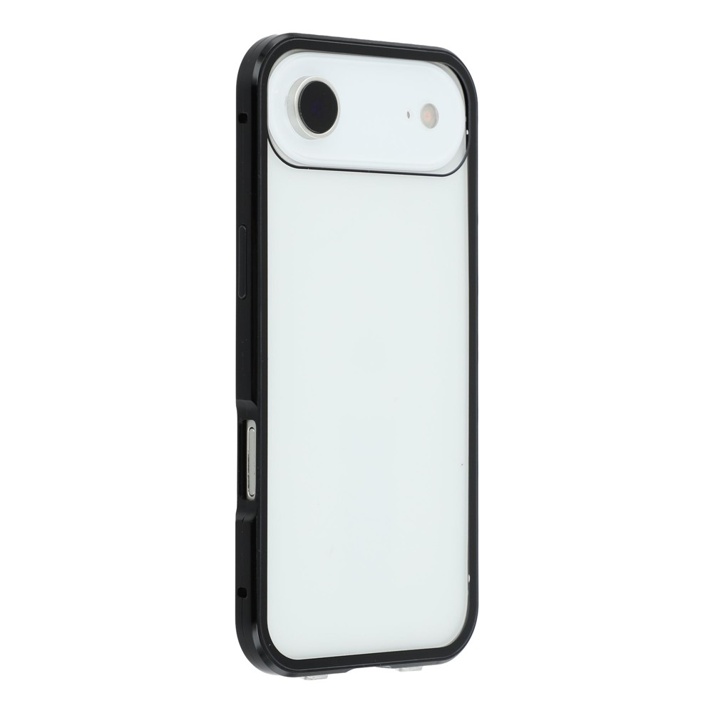 iPhone Air Magnetische Alu Schutzhülle mit Panzer Glas Backcover   Displayschutz (Magnet-Technologie) - Schwarz