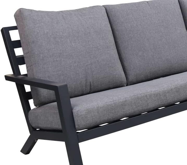 4-teiliges Ecklounge-Set | Bezano | Mattschwarz/Grau | Aluminium