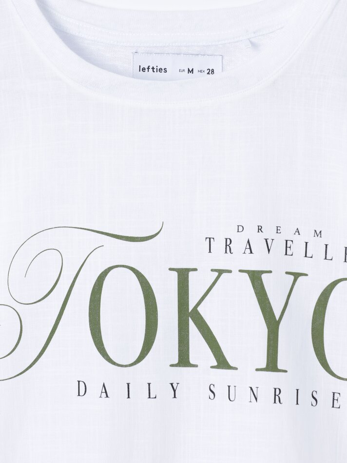 Camiseta de manga curta estampada - Branco-sujo