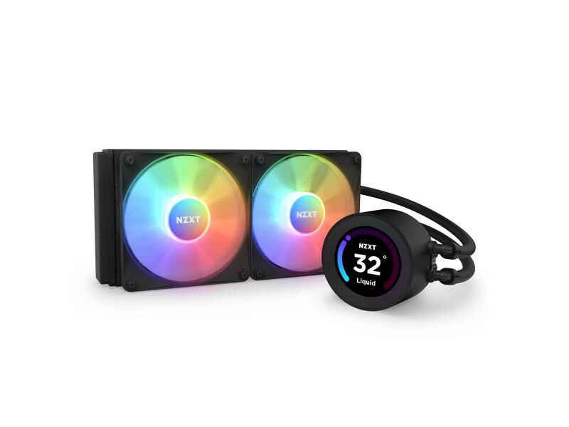 NZXT Wasserkühlung Kraken Elite RGB 240 Schwarz Wasserkühler für Intel und AMD Prozessorsockel mit LCD-Display und leuchtenden, leisen RGB-Lüftern
