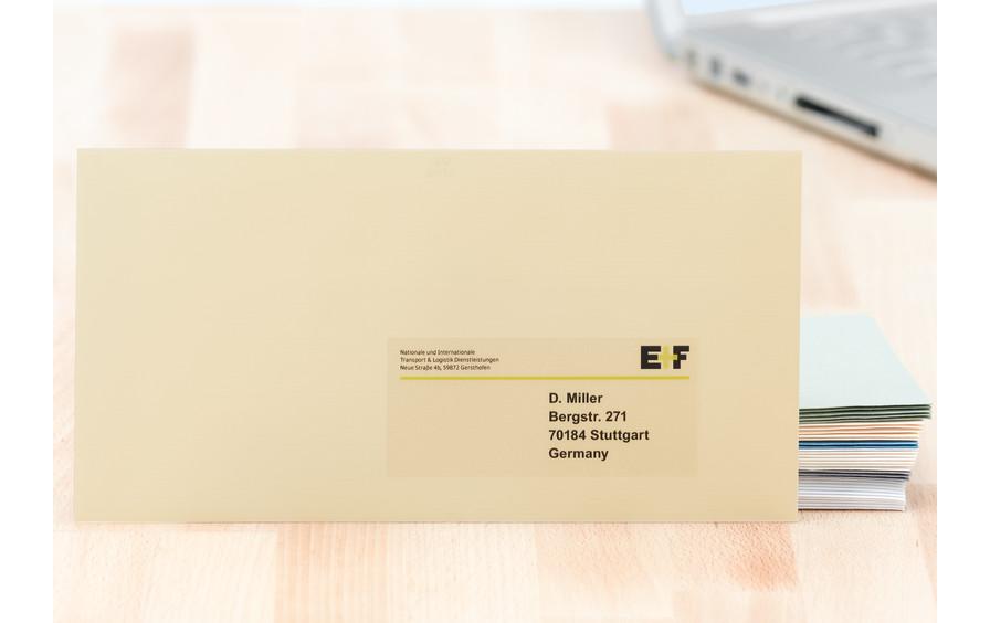 Vielzweck-Etiketten aus Folie 70 x 37 mm, 25 BlattFolienetiketten transparent