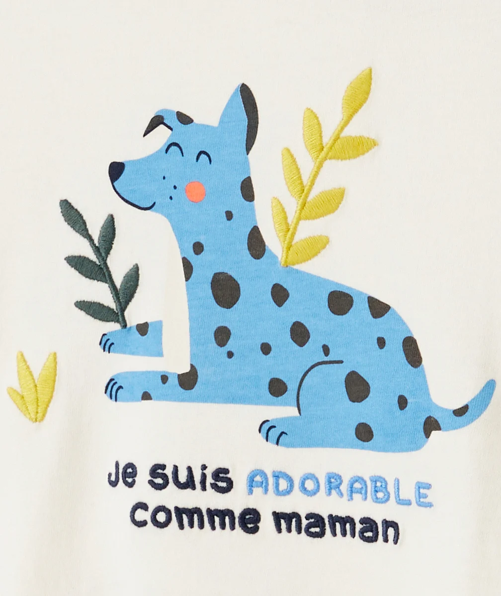 T-SHIRT BÉBÉ GARÇON EN COTON BIO AVEC CHIEN BLEU