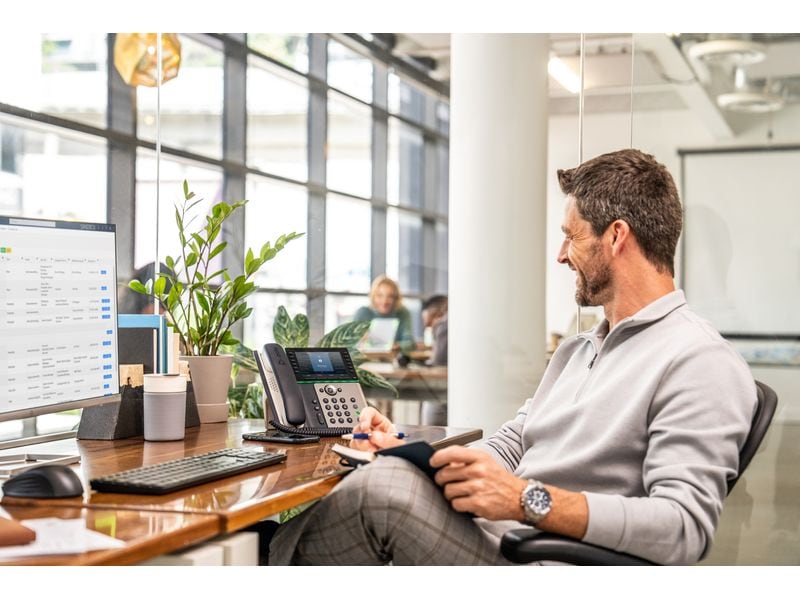 HP Tischtelefon Poly Edge E500 Grau/Schwarz/Weiss Festnetztelefon der Spitzenklasse für Führungskräfte