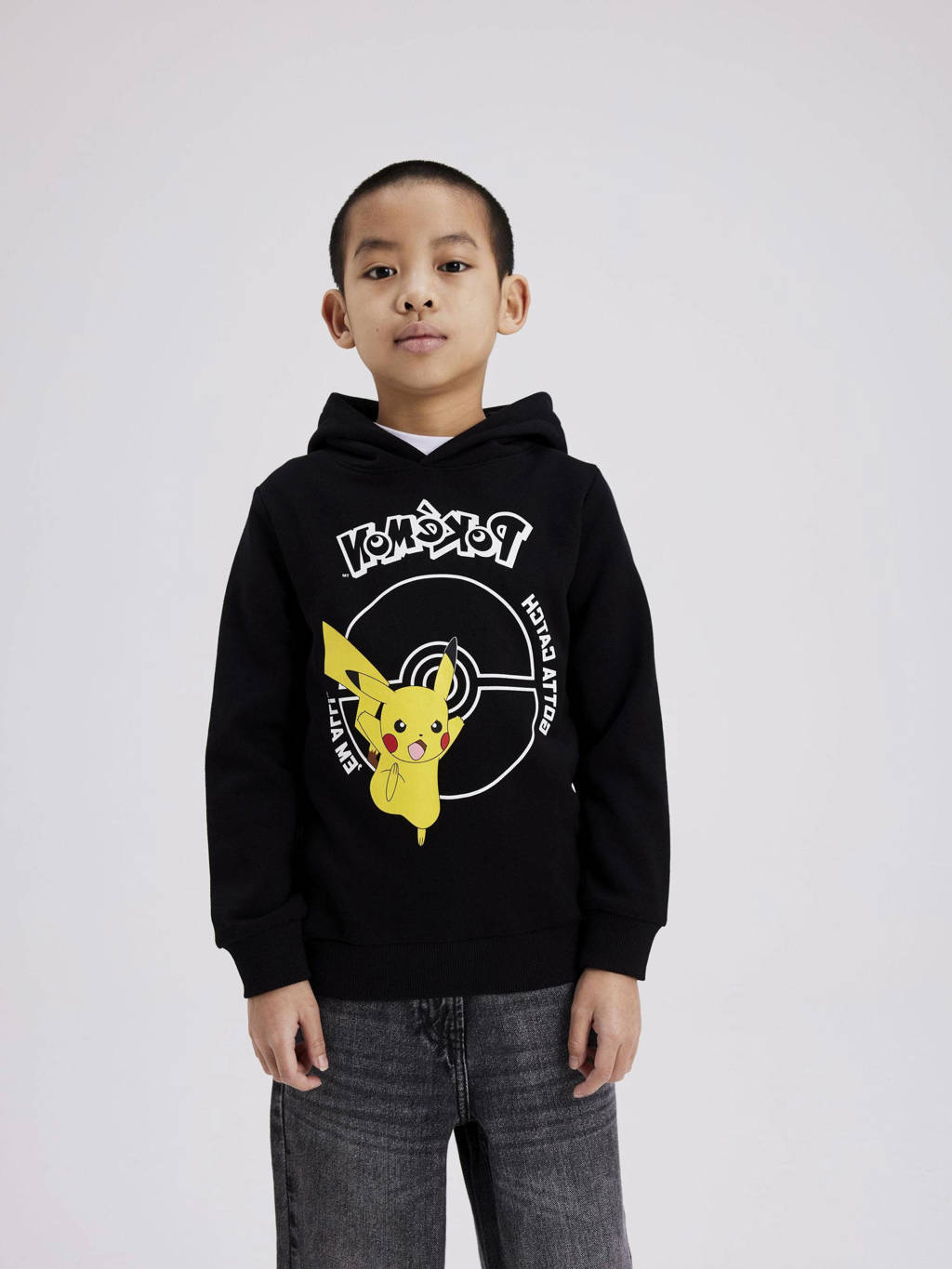 NAME IT Pokemon hoodie NKMNOSCAR met printopdruk zwart