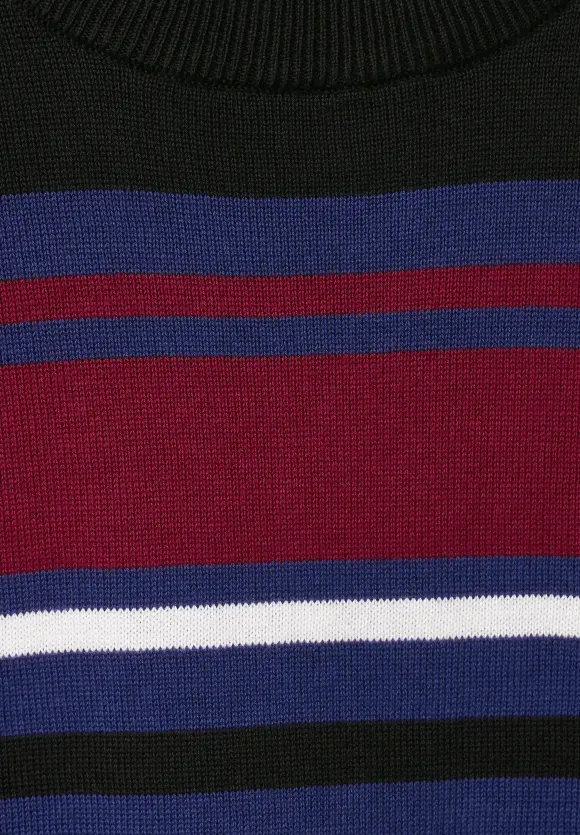 Feinstrick Streifenpullover - true blue