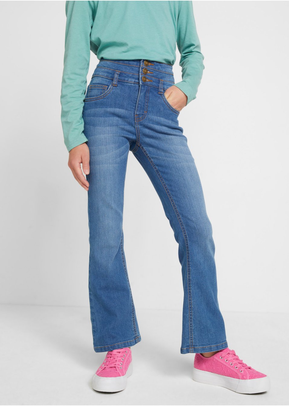Jean taille haute fille, flared