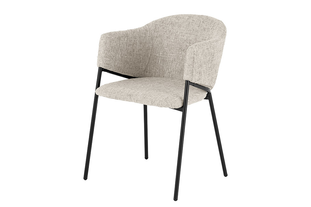 Design Stuhl NOBLESSE beige Chenille schwarzes Metallgestell