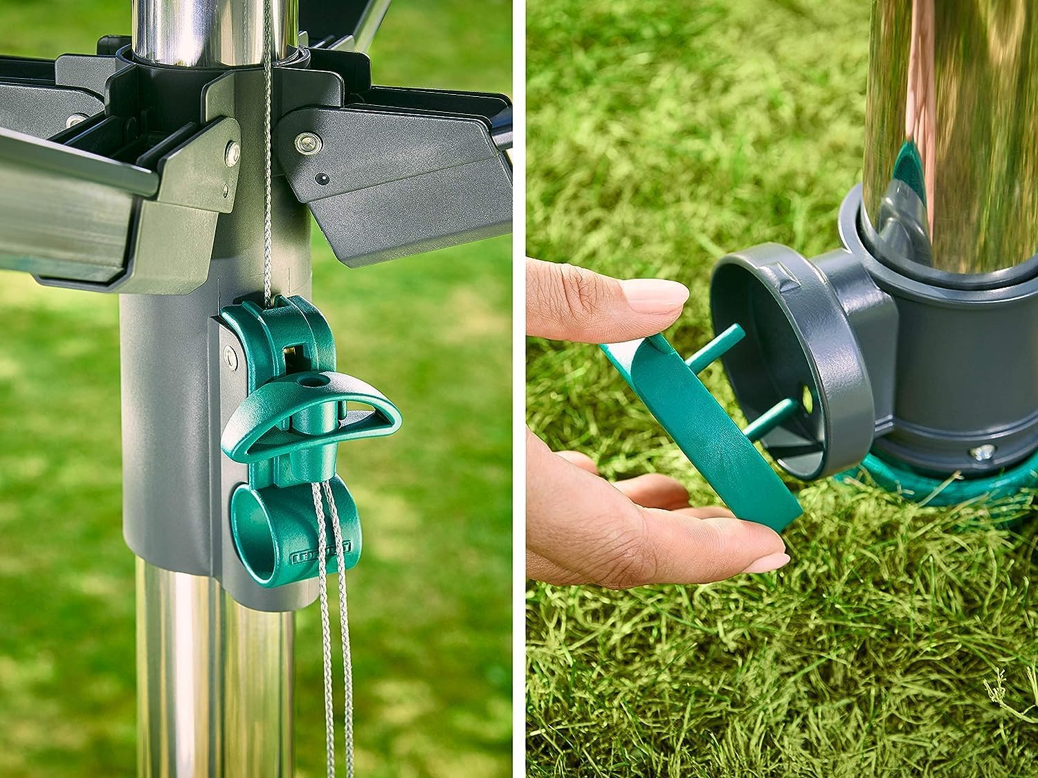 Leifheit Séchoir parapluie LinoProtect 400, étendoir parapluie pour extérieur avec toit étanche, séchoir à linge inclus 8 œillets pour cintres & douille de sol