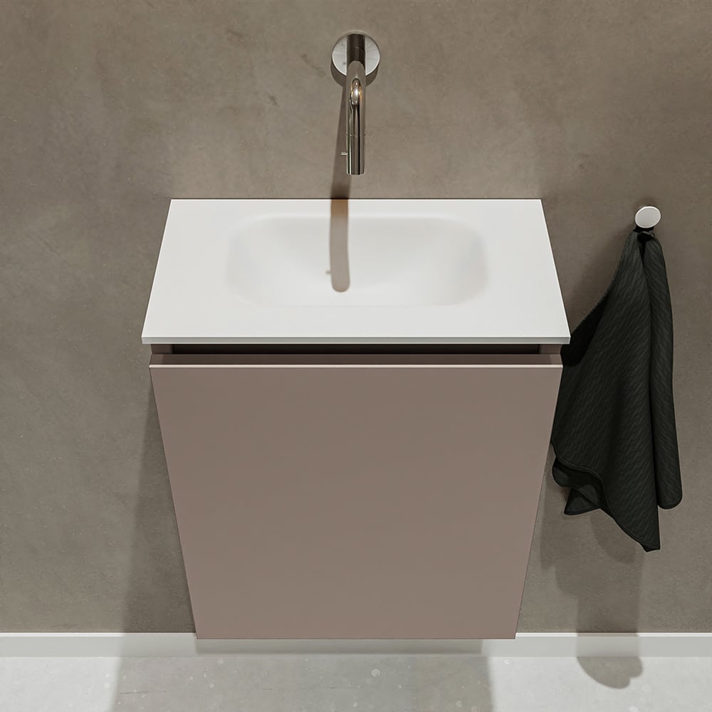 Mondiaz Ture 40cm toiletmeubel smoke met wastafel talc midden geen kraangat