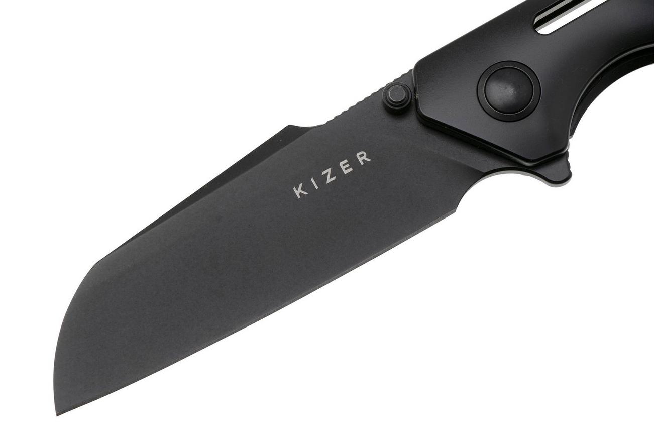 Kizer Crest Ki3714A2 Black PVD S35VN, Black Titanium zakmes, Gecko Customz Knifeworks design