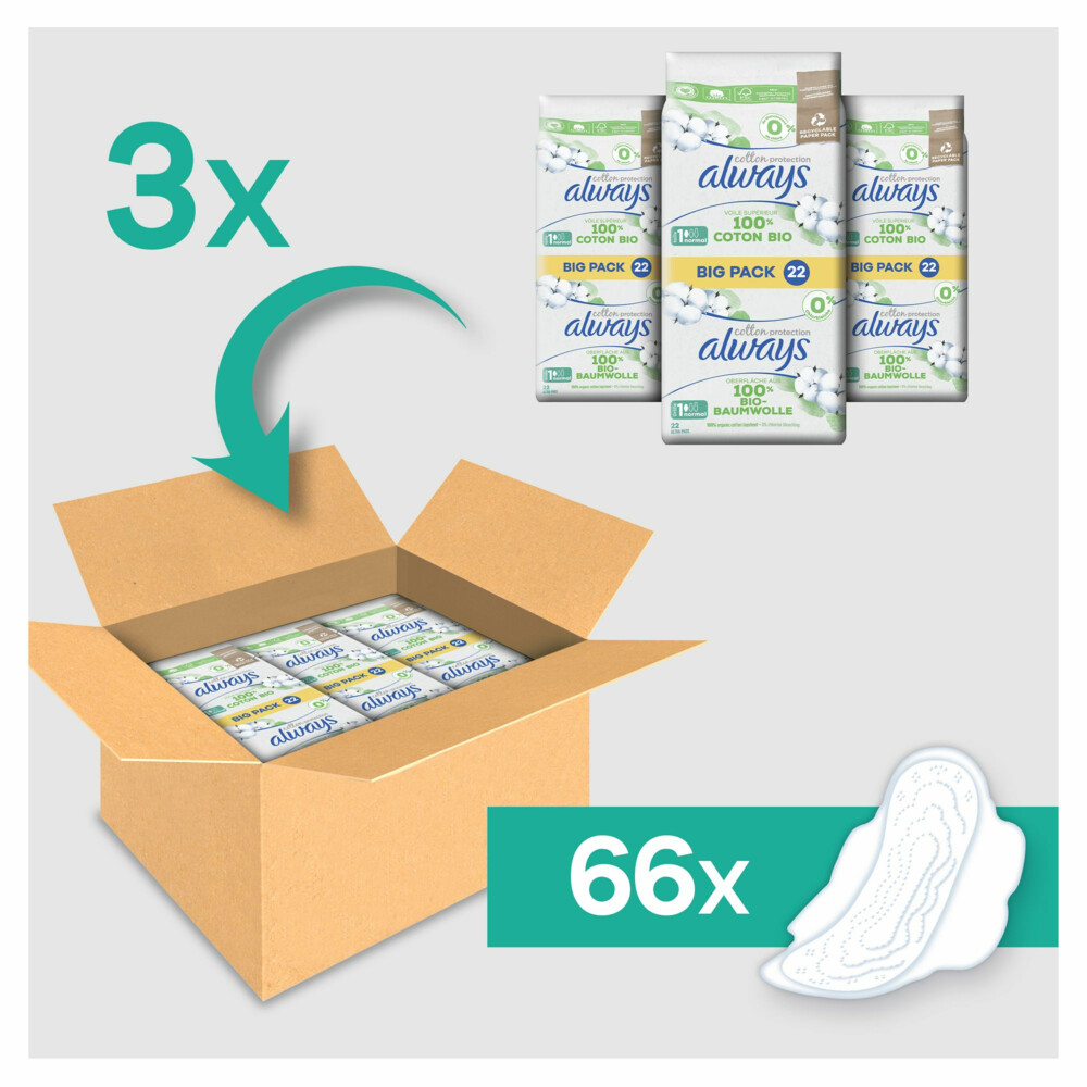 Always Maandverband Bio Cotton Normal66 stuks