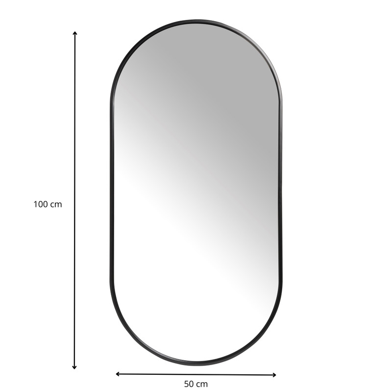 Spiegel Basix ovaal - zwart - 50x100 cm