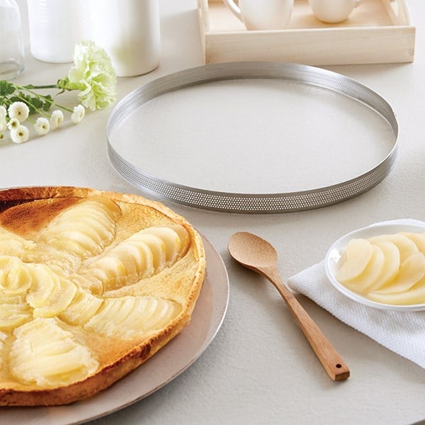 Lot 3 cercles à tarte perforés en inox rond 20 - 24 - 28 cm Mathon