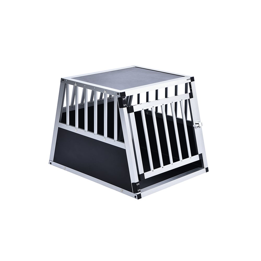 Home Deluxe - SKITO Aluminium Hondentransportbox - M - 69 x 54 x 50 cm - Kleur: Zilver / Zwart - Materiaal: MDF-panelen, aluminium | Hondentransportbox, transportoplossing, aluminium-MDF-materiaal, huisdiervriendelijk