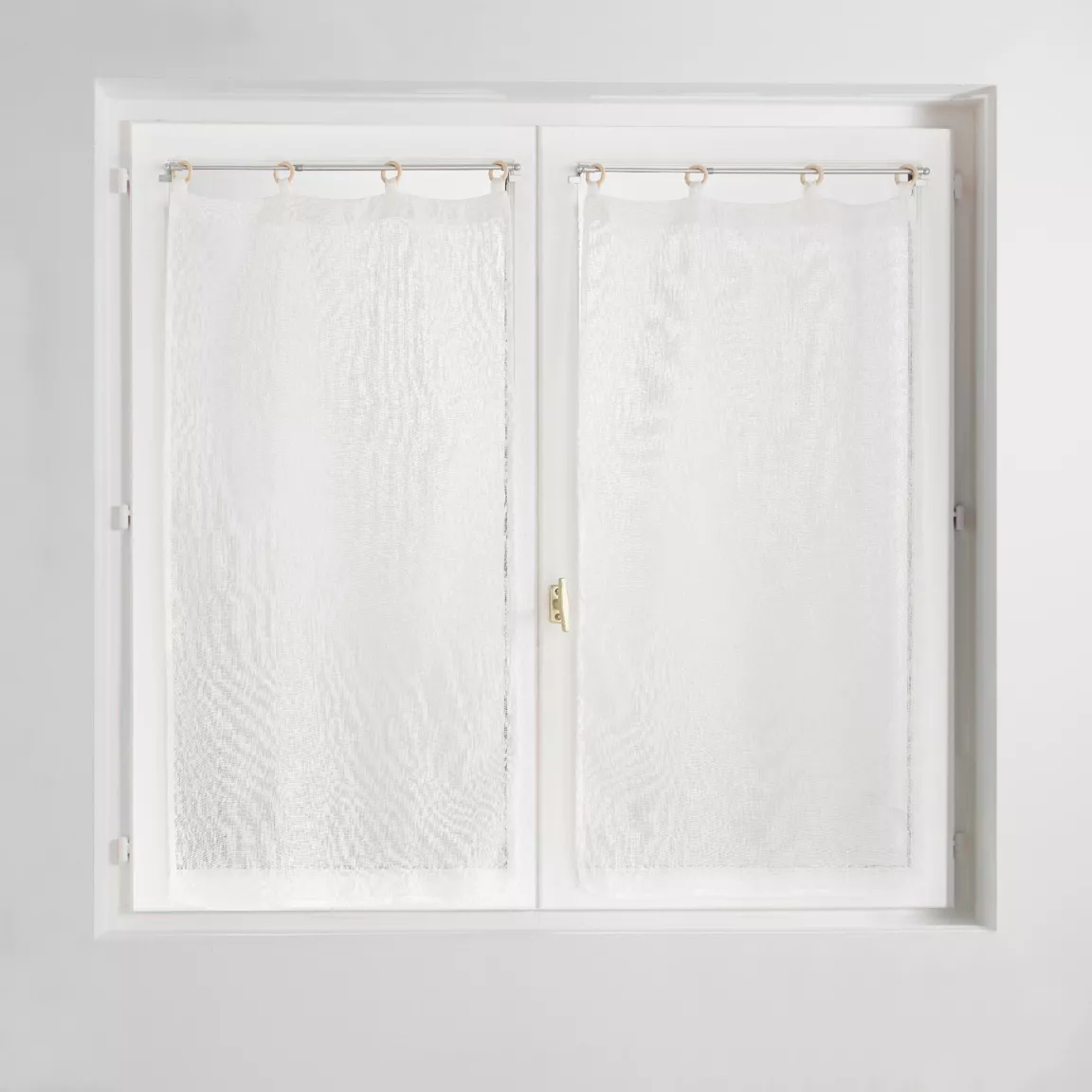 Paire de voilages tissés œillets bois (60 x 120 cm) Minalisa Blanc
